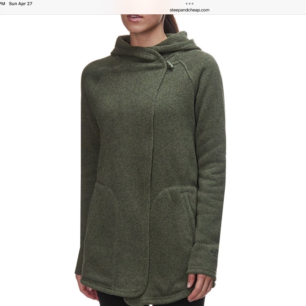 The North Face Crescent Wrap Fleece Hooded Sweater Jacket Heathered Size XL